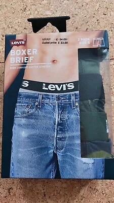 Levi's Mens Cotton Stretch Boxer Brief 3 Pack Size S (30-32) New • £14.99