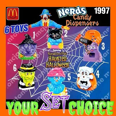 SET 6 McDonald's 1997 HAUNTED HALLOWEEN Costume CANDY Container Nerds HOLDER Toy • $52