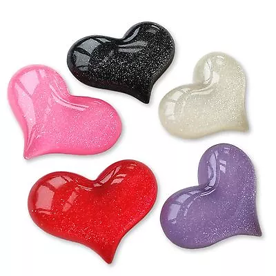 D40x50 Large Glitter Love Heart Resin Flatback Cabochons Embellishments Kawaii  • £1.59