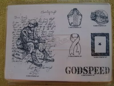 Rubber Stamp Godspeed Wooden Set Military Army Patriot Stampin Up NEW 2005 • $31.46