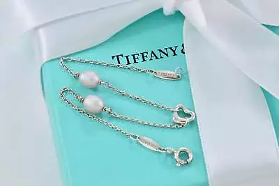 Tiffany & Co. Elsa Peretti Silver Pearl Open Heart Bracelet • $380