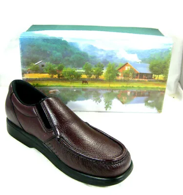 SAS Mens Dark Brown Leather Pebbled Walking Shoe Loafer Side Gore 14 W 1840 035 • $87.42