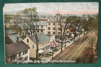 Estate Sale ~ Vintage Postcard - Main St. From The Opera House Norway Maine • $2.50