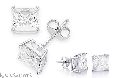 £8.99 • Buy Women MENs SQUARE Studs SILVER DIAMOND CUT BLING EARRINGS EAR STUD EARRING A