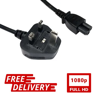 £3.99 • Buy 1m Long UK Plug To C5 Clover Leaf Power Cable Cloverleaf Mains Lead