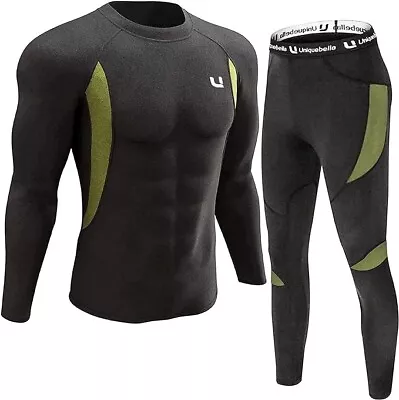 UNIQUEBELLA Men's Thermal Underwear Sets Top & Long Johns Black M Medium • $25