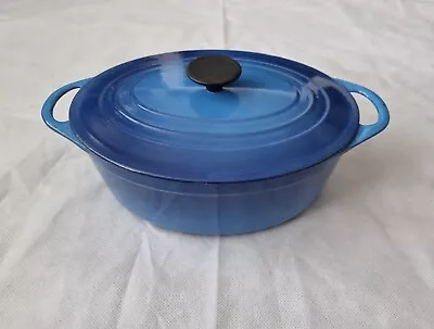 Le Creuset Cousances Blue Cast Iron Enamelled Oval Casserole Size 28 RRP £275 • £134.99