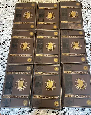 9 Vols The National Encyclopedia Library Ed Vintage Leather Bound W. Mackenzie • £82