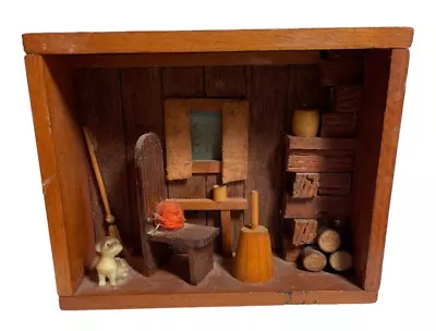 Vintage Shadow Box/3D Picture Living Room Handmade Folk Art Wooden Wall Diorama • $36.99