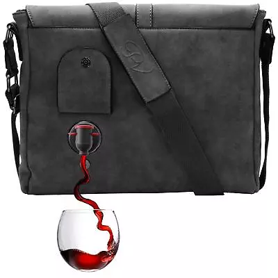 PortoVino Wine Messenger Bag (Slate) - Holds 1.5 Liters - Stylish With Hidden I • $42.99