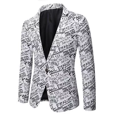 Suit Jacket Printed Casual Slim Fit Blazers Coat Man Business Formal Dress Coat • $48.03