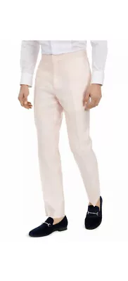 Alfani Men's Slim-Fit Stretch Pink Solid Tuxedo Pants (Pink) 32W X 30L • $39