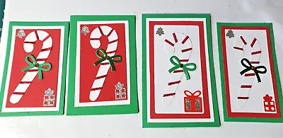 4 Handmade Christmas  Candy Cane  Glittered  Card Toppers  Set A • £1.75