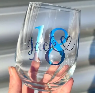 Personalised Birthday Glass Tumbler Stemless Wine Gift 18th 21st 30th 40th 50th • £8.99