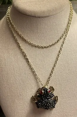 Vintage Gold Red Eyed Frog Pendant Necklace • $30