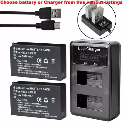 Camera Battery Or LCD Charger EN-EL20 For Nikon Coolpix A Nikon 1 J1 J2 J3 S1 V3 • $13.29
