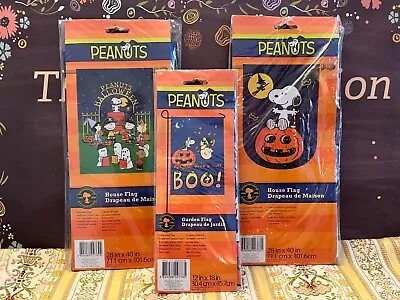 Peanuts Snoopy Woodstock Halloween House Flag 28 X40  Garden 12 X18  LOT NEW • $56.99