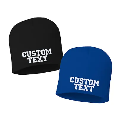 CUSTOM TEXT - Skull Cap Embroidered Beanie Hat Beanie Embroidered Gift Winter • $16.99