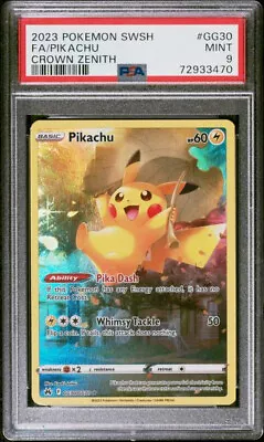 $28.99 • Buy Pokemon Pikachu GG30 Full Art - Crown Zenith - Mint PSA 9