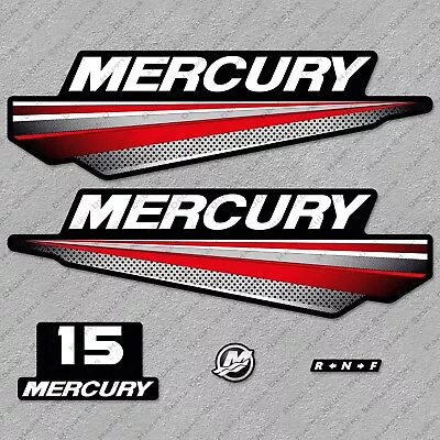 Mercury 15 Hp Two Stroke New Model Outboard Engine Decals Sticker Reproduction • $40.49