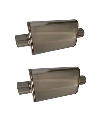A Pair Of 3inch Inlet/outlet Center Universal Muffler Straight Through Exhaust • $99.78
