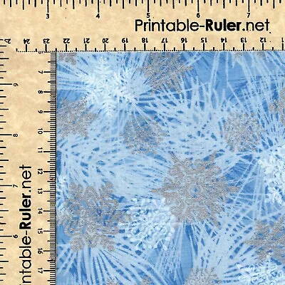 Silver White Blue Snowflake Fabric ¼ YD Hoffman Metallic 100% Cotton #598 • $9.99