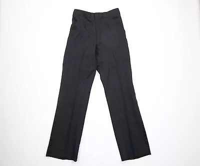 Vintage 60s Mens 28x32 Wool Blend Wide Leg Bell Bottoms Tuxedo Pants Black USA • $119.97