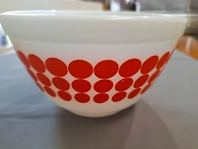 Vintage Pyrex Orange Polka Dots Circles 1.5 Pt White Milk Glass Mixing Bowl #401 • $35