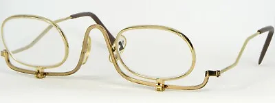 Vintage Retro Gold Tone Hinged Flip Down Lens Eyeglasses Glasses Make-Up 45mm • $40