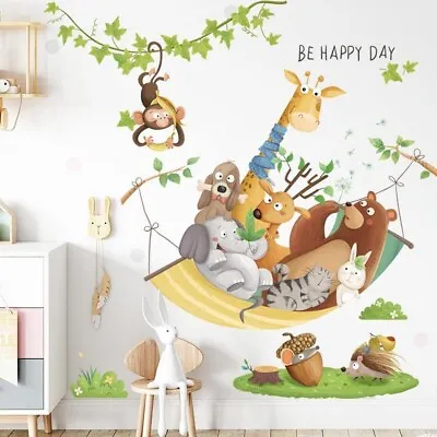 £8.99 • Buy Jungle Theme Nursery Wall Stickers Wall Art Kids Wall Stickers Baby Room