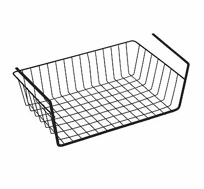 Under-Shelf Storage Basket Rack Kitchen Organiser Wire Mesh Large Black Storage • £8.95