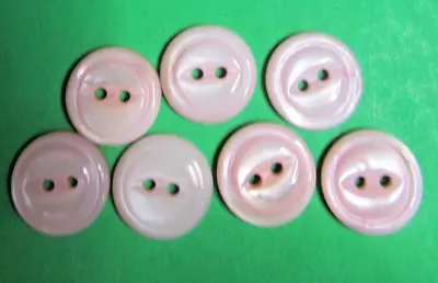 (7) Vintage 5/8  Pink Pearl Shell 2-hole Buttons-10/33 • $4.59