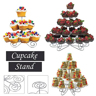 3/4/5 Tier Metal Cupcake Stand For Party Wedding Display Muffin Dessert Holder • £9.65