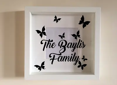 £2.99 • Buy Box Frame Vinyl Decal Sticker Wall Art Quote The Family Name And Butterflies