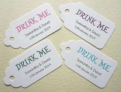 £2.79 • Buy 10 Personalised Vintage Drink Me Wedding Cards Tags Guest Favour Labels Place