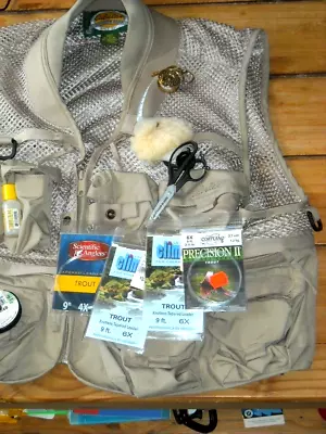 Cabelas Fly Fishing Vest W/MANY Extras Men's Size XL Mesh Front Zip Pockets • $14.95