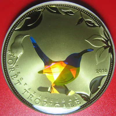 2010 TOGO 100 FRANCS TROPICAL BLUE BIRD HOLOGRAM PRISM PROOF-LIKE (no Silver) • $29.99