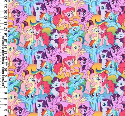 My Little Pony Packed Pony Magic 100% Cotton Sewing Fabric Material BTHY Hasbro • $5.99