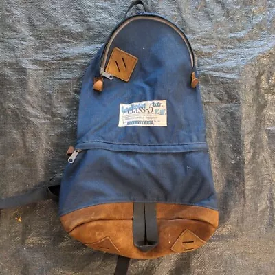 VTG 70s Class 5 Mountaineering Canvas Leather Hiking Teardrop Backpack Daypack • $135