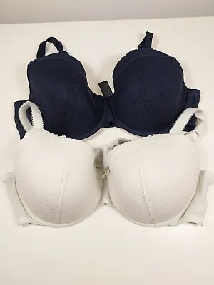 M&S Marks And Spencer Navy & Cream Underwired Bras Size 40B • £10.99