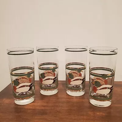 Vintage Set Of 4 Libbey Mallard Duck Tall Drinking Glasses 6  Glassware Barware • $18