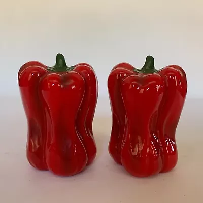 Vintage Ceramic Red Pepper Salt & Pepper Shakers Set Japan MCM - Smoke FREE • $19.99