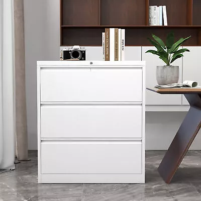 3 Drawer Metal Filing Cabinet File White Organizer Document Storage Home Office • $213.88