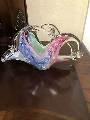 Vintage Murano Hand Blown Art Glass  Napkin Holder 9'' X 5'' X 2'' • $25.99