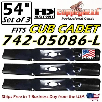 Copperhead 3-pk 54  Mtd Cub Cadet Blades 742p05086-l 742-05086 Fits  S  Spindle • $49.95
