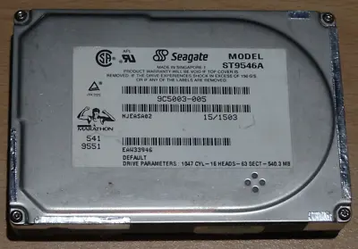 Seagate ST9546A 540Mb 2.5  Internal IDE PATA Hard Drive • £59