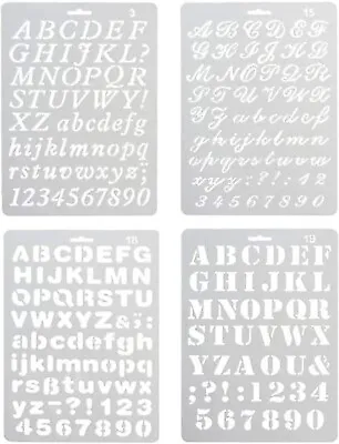 Pack Of 4 Plastic Alphabet Letter Number Drawing Painting Stencils Scale Templat • $12.75