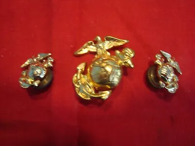 Lot Of 3 U.S. Marine Corps Insignia Collar And Hat Insignia • $9.99