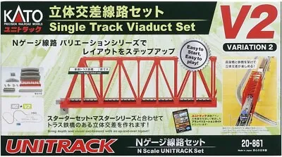 KATO N Gauge Unitrack Single Track Viaduct Set V2 20-861 Model Railroad Rail Set • $84.40