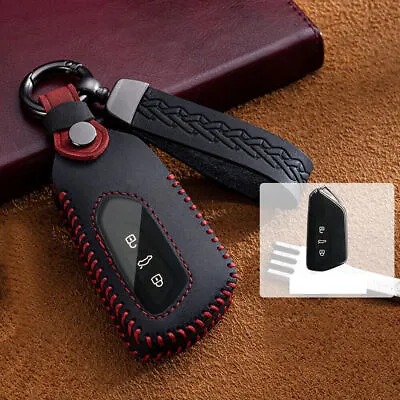 Leather Car Key Case Cover Holder For VW Golf 8 ID.4 For Seat Leon Remote Fob • $11.88
